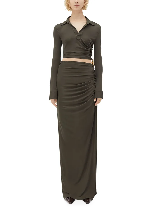 BOTTEGA VENETA Long flowing dress in viscose in Green 100% viscose, photo 2 of 7 from 24S (Canada)