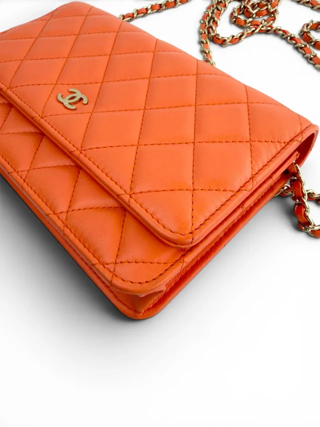 Chanel Wallet on Chain (Full Set) in Orange Lambskin from Season 2 Consign, photo 2 of 2