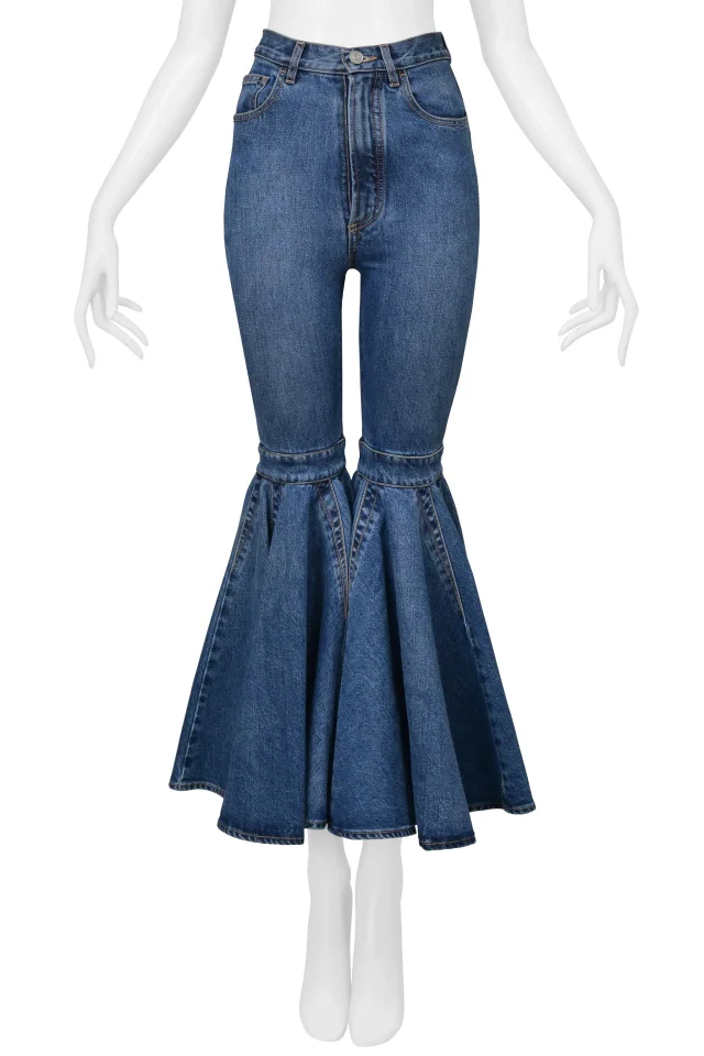 Alaïa Blue Denim Ultra Flare Jeans in Blue Denim from Resurrection Vintage, photo 5 of 8