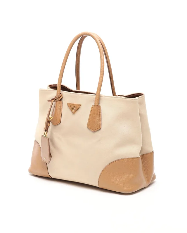 Prada Canapa Saffiano Cuir Double Tote Bag in Saffiano leather from A Retro Tale, photo 2 of 9