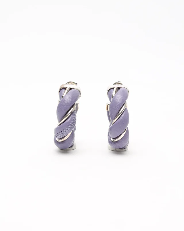 Bottega Veneta Twisted Hoop Earrings in Leather from A Retro Tale, photo 2 of 4