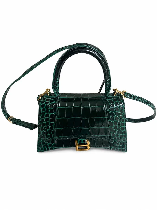 Balenciaga Croc-Embossed Hourglass Mini Top Handle Bag in green Crocodile from Poshmark