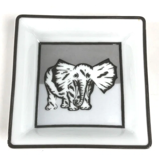 Hermès Ashtray Logo Elephant Hommage L Afrique Glass White in White from The Reluxe