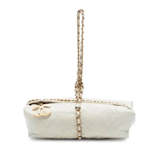 White Chanel Quilted Calfskin Midnight Swim Baluchon Bag in White Calfskin from Designer Revival