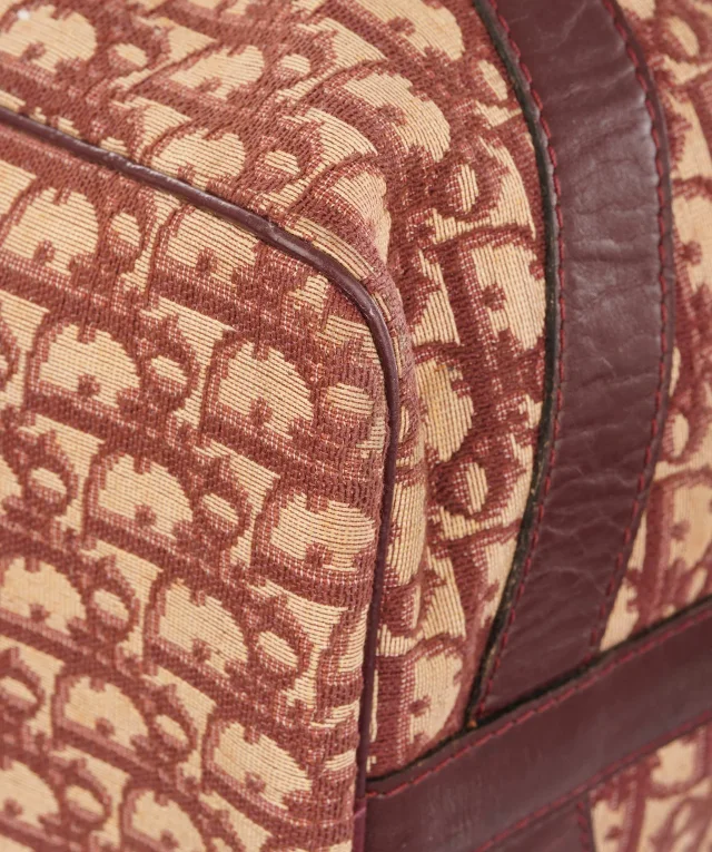Dior Burgundy and Beige Trotter Monogram Oblique Canvas Boston Bag in Beige Canvas from Luxury Promise, photo 11 of 11