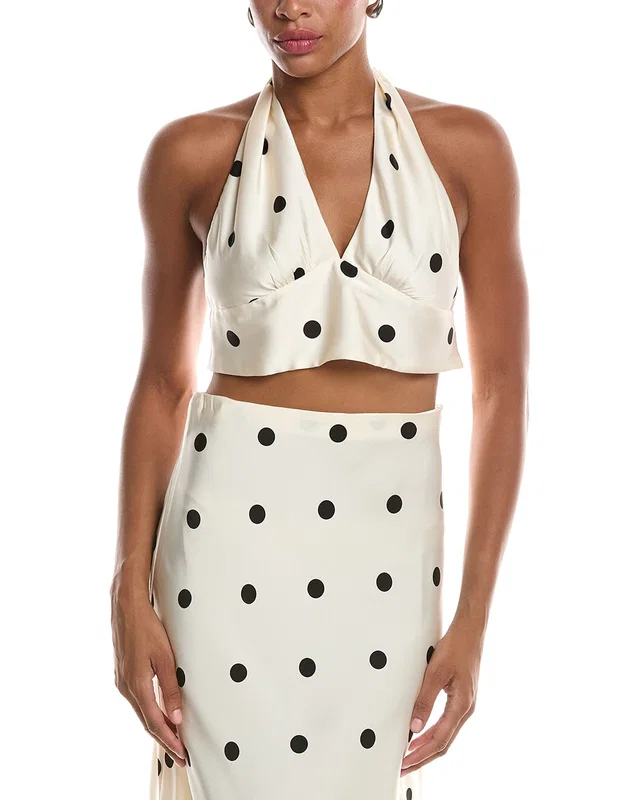 Bardot Phoebe Satin Halter Tie Top, image 1 of 1 from Gilt