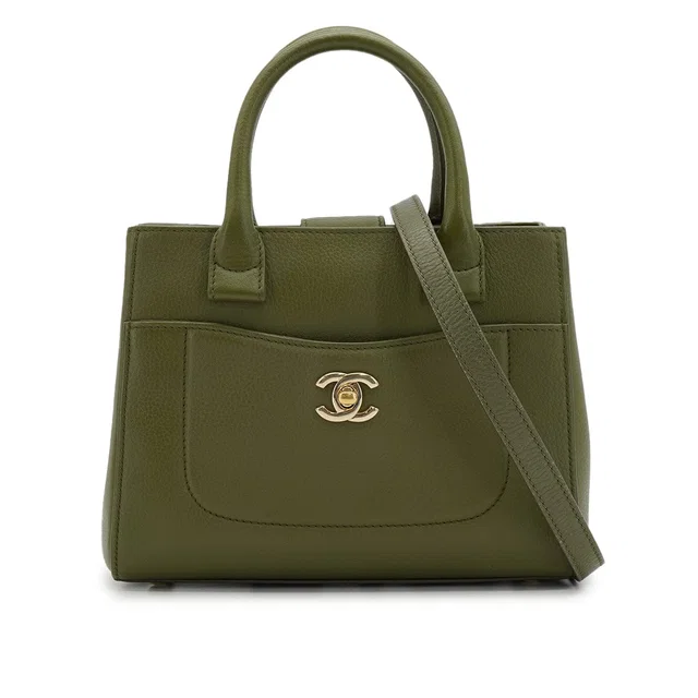 Chanel Neo Executive Tote Shoulder Bag Green Leather Gold Hardware in Green Leather from Luxury Promise