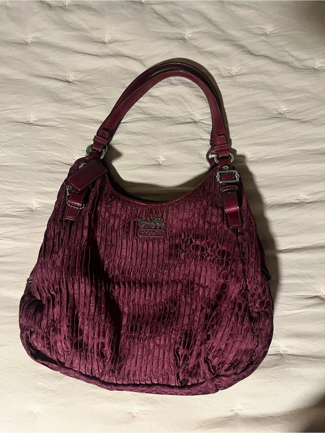 Coach Wine Textured Hobo Shoulder Bag in red Leather from Poshmark