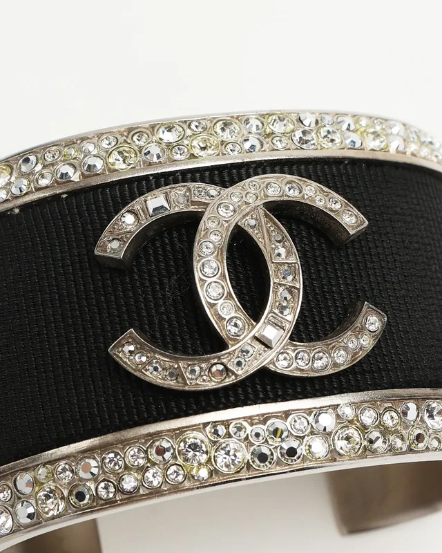 Chanel Strass and Fabric CC Cuff Bracelet from A Retro Tale, photo 6 of 6