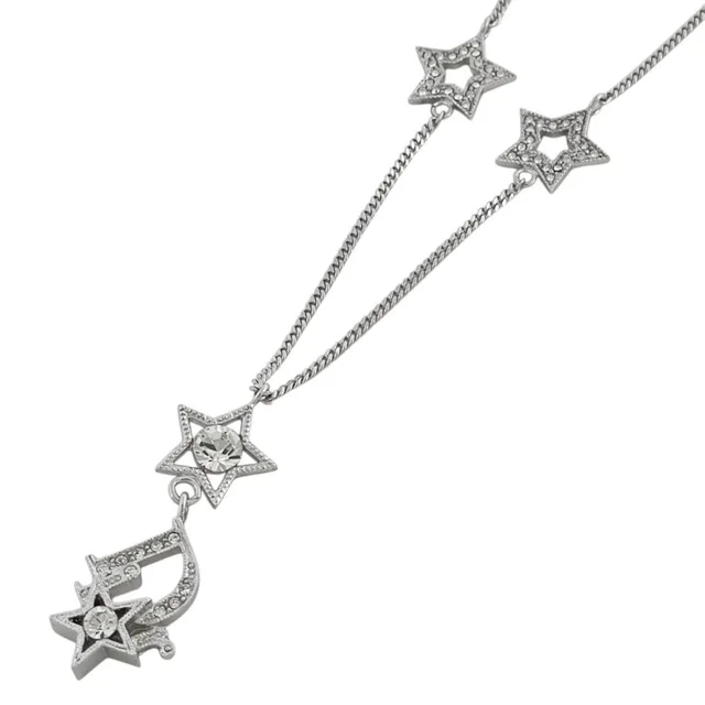 Dior Necklace Star Motif Silver Plated Rhinestone in Silver from The Reluxe