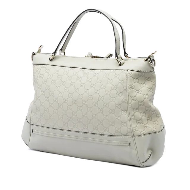 White Gucci Guccissima Mayfair Satchel in White Leather from Designer Revival, photo 2 of 2
