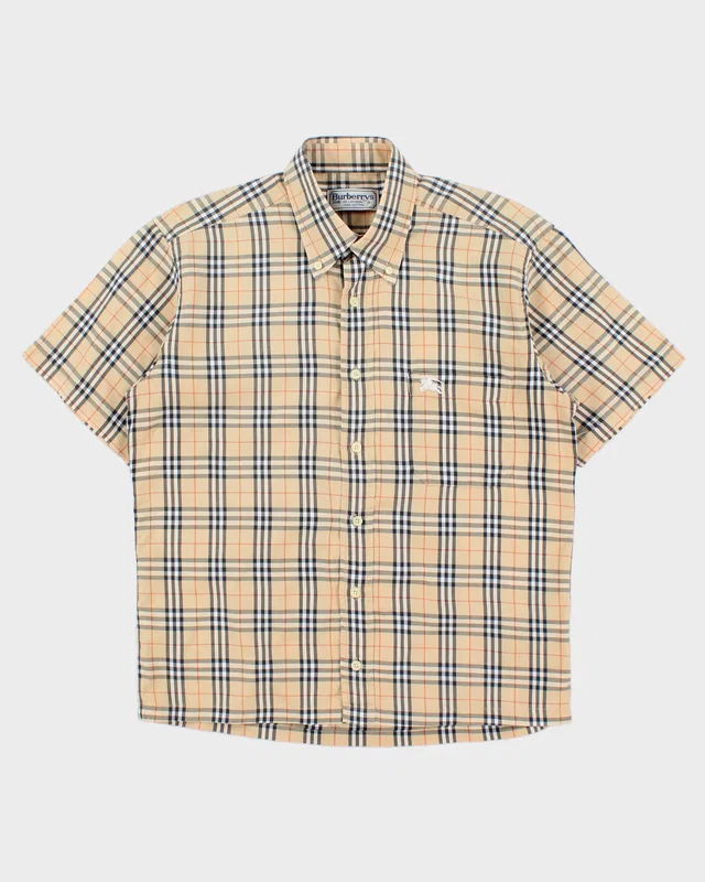 Vintage 1990s Burberry Classic Nova Check Short Sleeve Shirt - L from Rokit Vintage