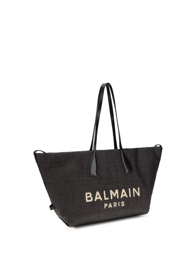 Balmain Track Shoulder Bag — Black Raffia in Black Raffia from HEWI