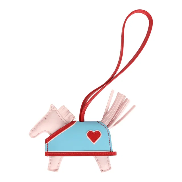 Hermès Rodeo Robeo Coeur Charm PM Rose Darling, Bleu Celeste & Rouge Radieux Milo Lambskin in Red Lambskin from Madison Avenue Couture