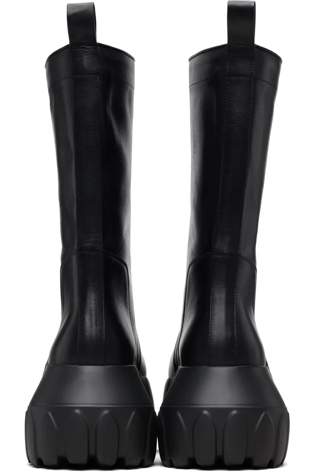 Rick Owens Black Temple Pull On Mega Tractor Boots, photo 2 of 4 from SSENSE