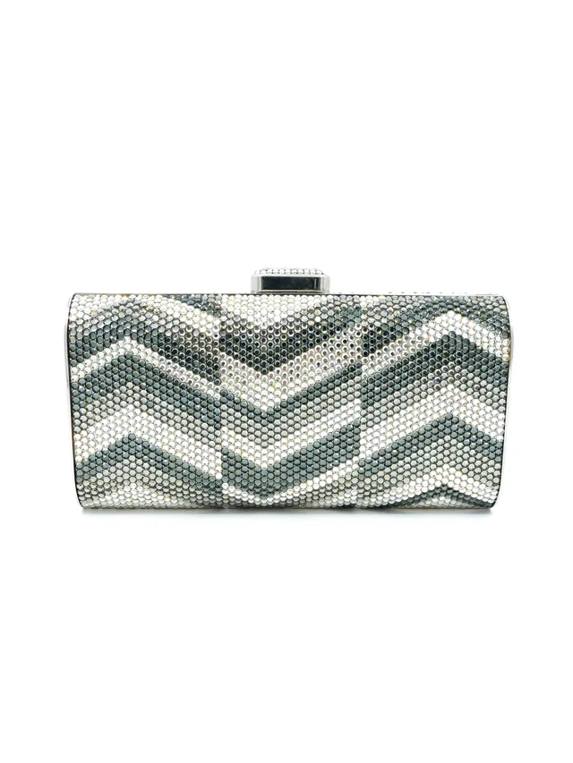 Judith Leiber Chevron Crystal Convertible Clutch in Leather from Arcade Vintage