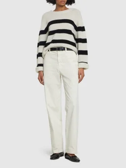 Nili Lotan Wide-leg trousers with button closure in 98% Cotton, 2% Elastane, photo 2 of 5 from LUISAVIAROMA