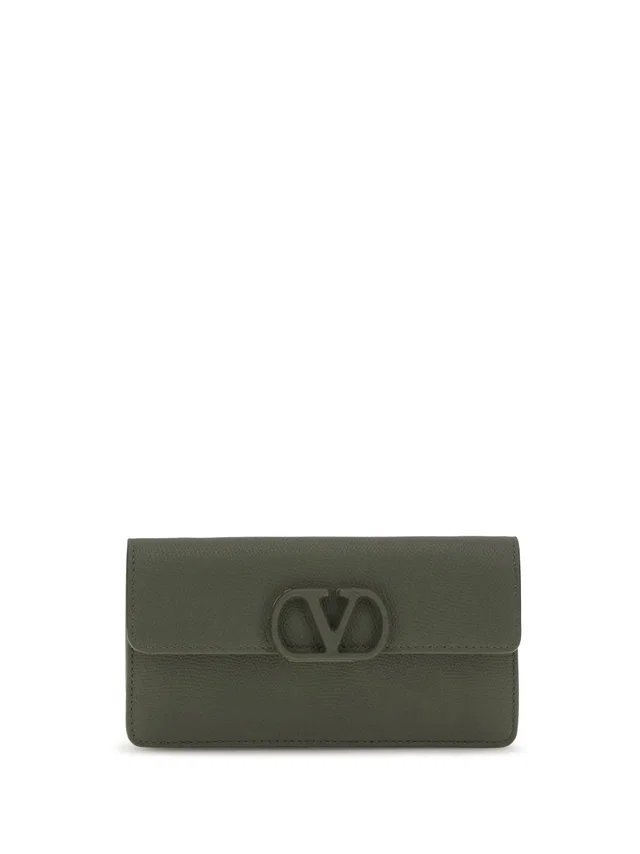 Valentino Garavani Vlogo Wallet — Green Calf Leather Bos Taurus in Green Calfskin from HEWI