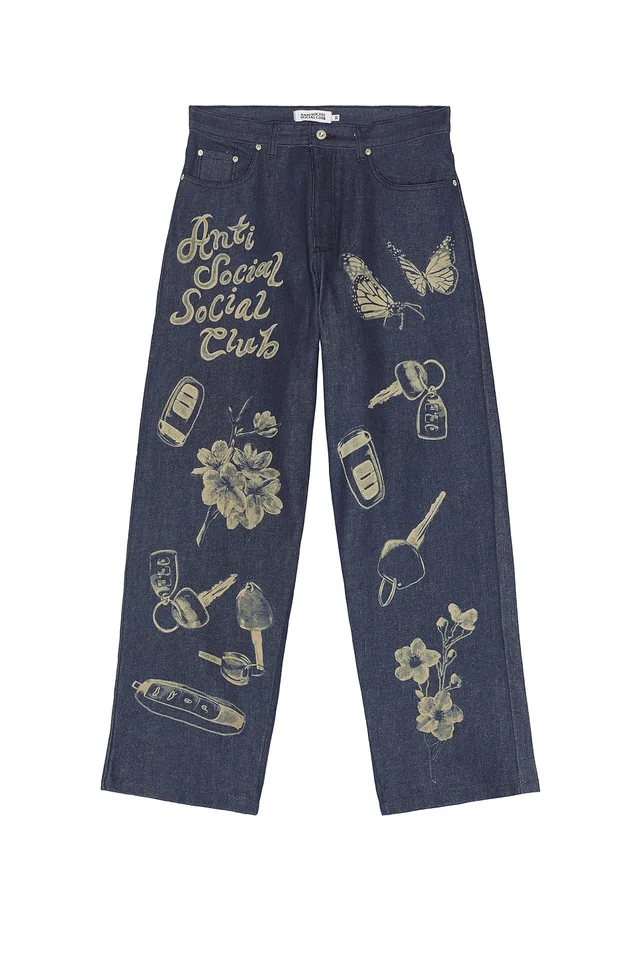 Anti Social Social Club Laser-Etched Jeans in Denim, photo 5 of 5 from REVOLVE (Canada)