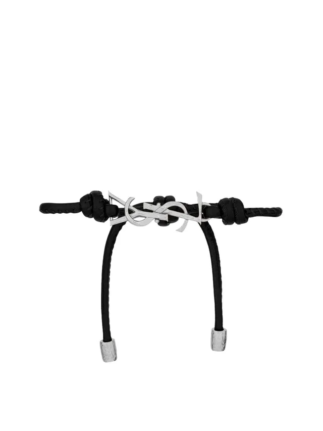 Saint Laurent Cassandre Bracelet — Black Leather Bracelets in Black Leather from HEWI