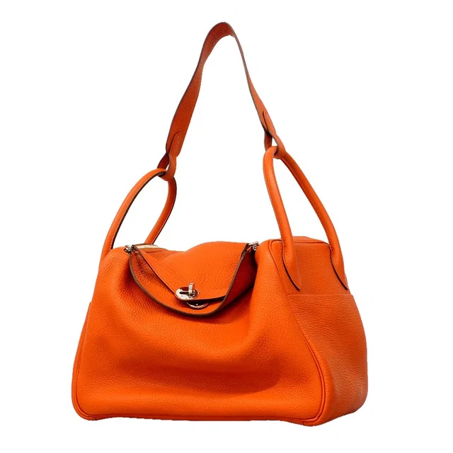 Hermès Handbag Lindy 30 Taurillon Clemence Tail Pateau Silver 2-Way Back in Silver Clemence leather from The Reluxe