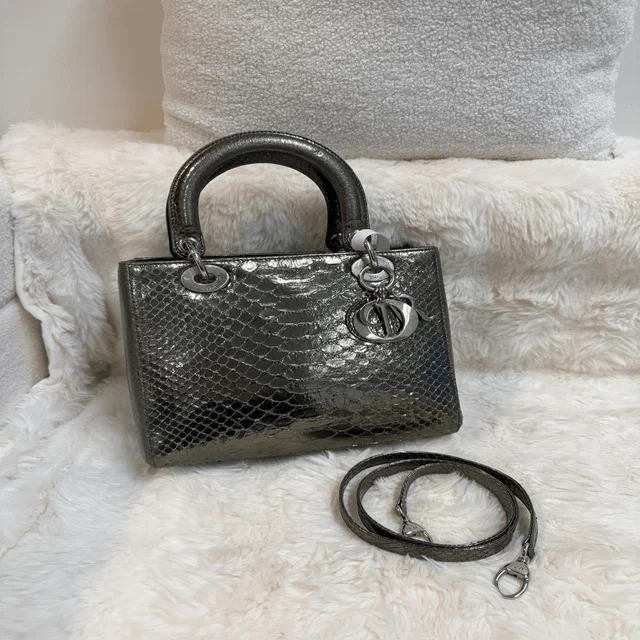 Dior metallic gold python skin lady bag in Gold Python from Luxury Promise