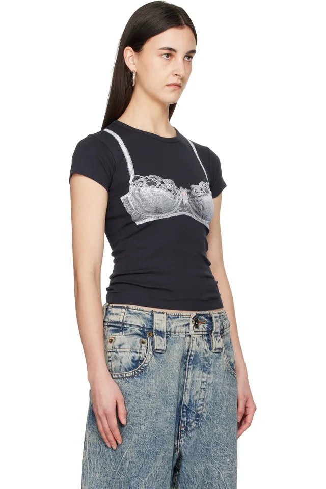 VAQUERA Black Bra Baby T-shirt, photo 2 of 4 from SSENSE