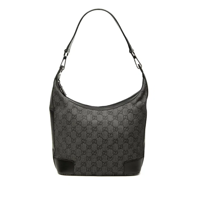 Black Gucci GG Denim Shoulder Bag in Black Denim from Designer Revival