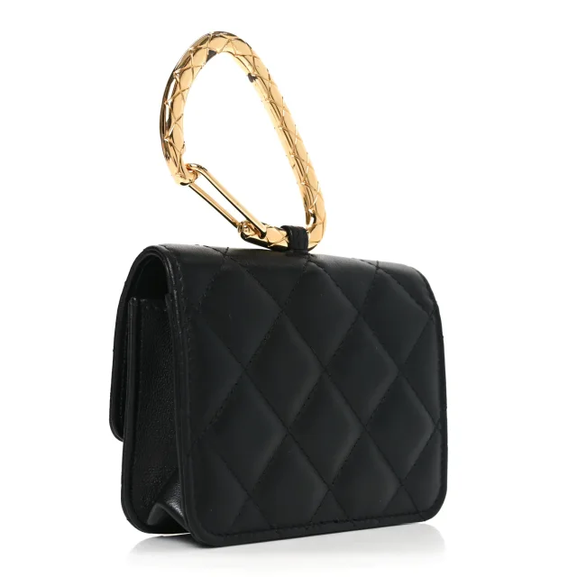 Chanel Quilted CC Hook Card Holder Black in Black Lambskin from FASHIONPHILE, photo 2 of 11