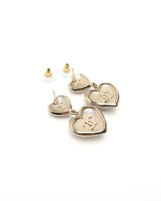Chanel Coco Mark Heart Rhinestone Earrings from A Retro Tale, photo 4 of 6
