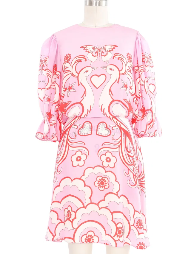 Valentino Garavani Silk Peacock Dress in Silk from Arcade Vintage