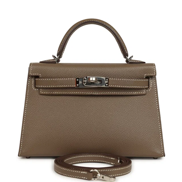 Hermès Kelly Sellier 20 Etoupe Epsom Palladium Hardware in Taupe Epsom leather from Madison Avenue Couture