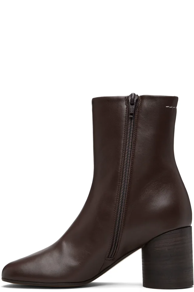 MM6 Maison Margiela Brown Anatomic Ankle Boots, photo 3 of 3 from SSENSE
