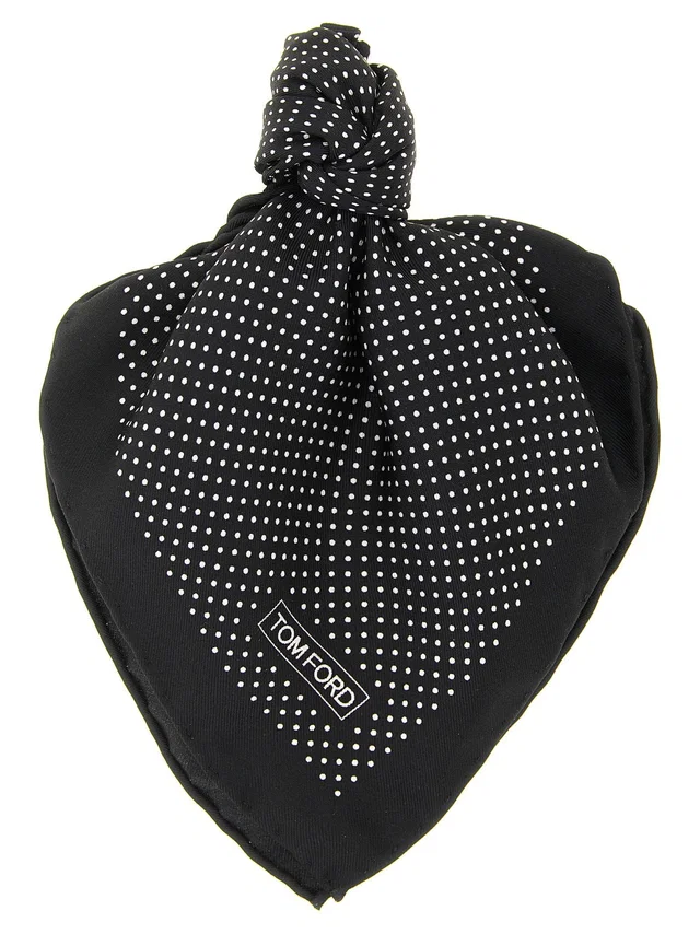 Tom Ford Silk Polka-Dot Scarf — Black Pure Mulberry Scarfs in Black Silk from HEWI