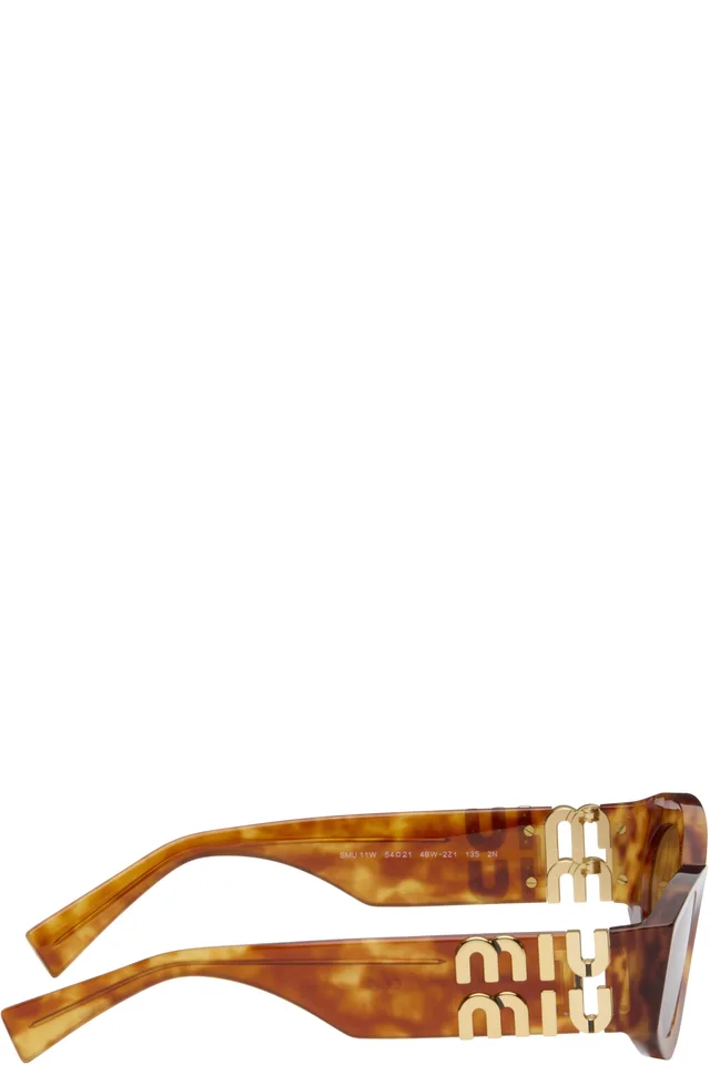 Miu Miu Eyewear Brown Miu Glimpse Sunglasses, photo 2 of 4 from SSENSE