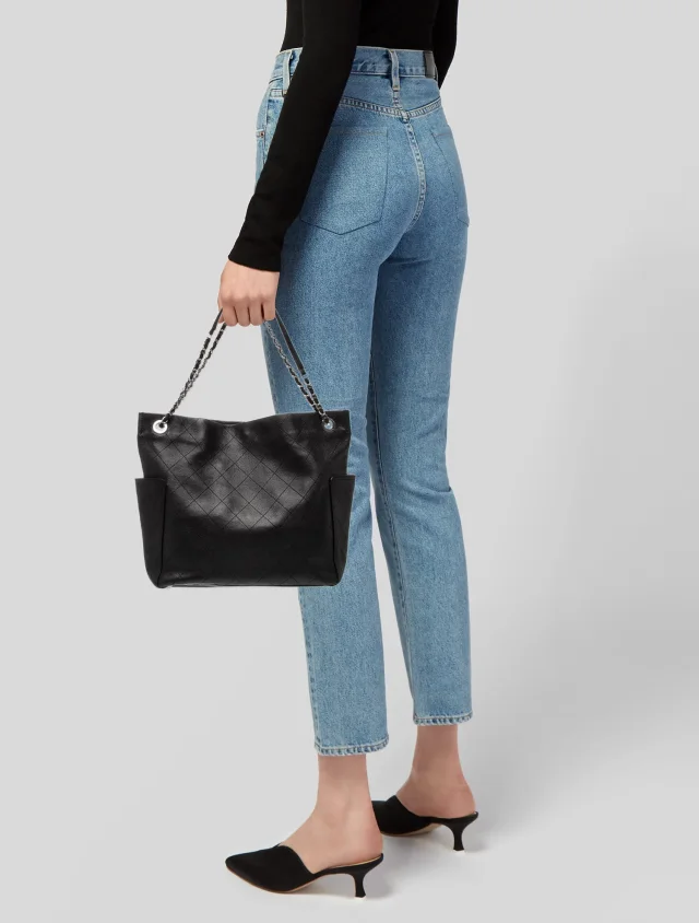 Chanel Quilted Around Pocket Tote in black Caviar leather from The RealReal, photo 2 of 5