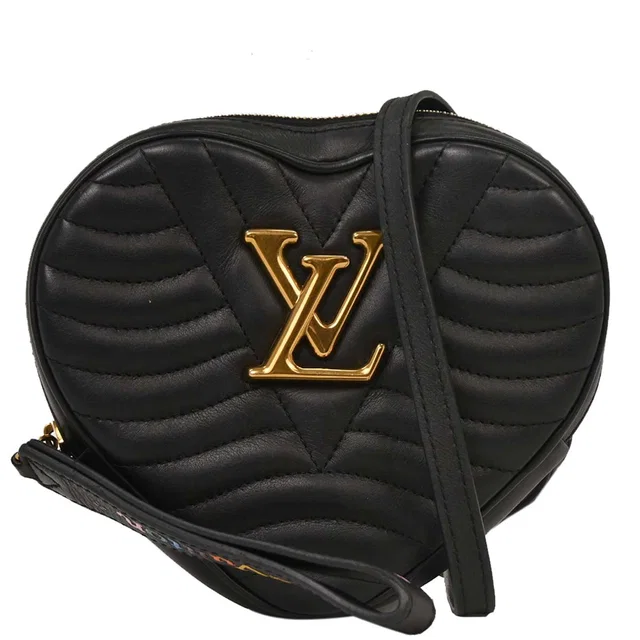 Louis Vuitton Black New Wave Heart Clutch Shoulder Bag M52796 in Black Leather from AMORE Vintage Tokyo