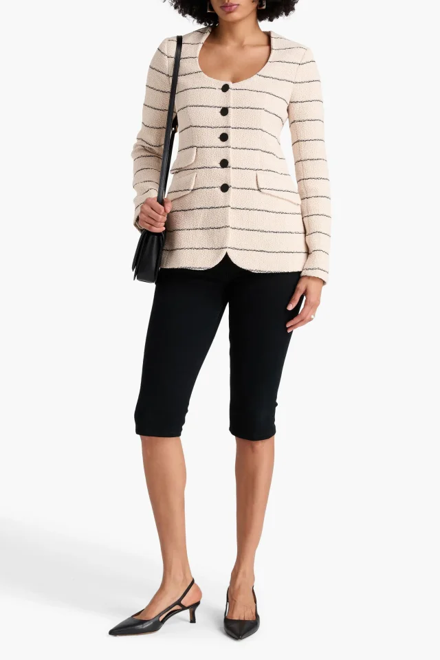 Rag & Bone Roslyn Striped Cotton-Tweed Blazer in White, photo 2 of 4 from THE OUTNET