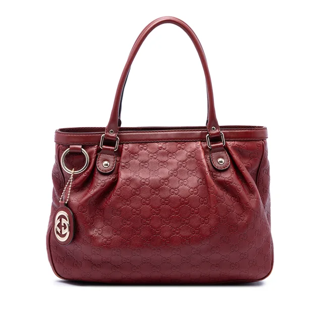 Red Gucci Guccissima Sukey Tote in Red Leather from Designer Revival