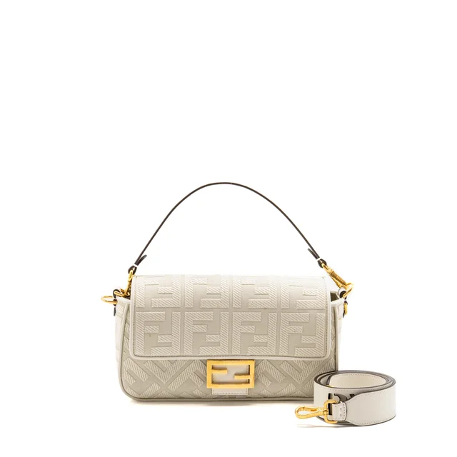 Fendi Baguette bag fabric white GHW in White Canvas from EMIER