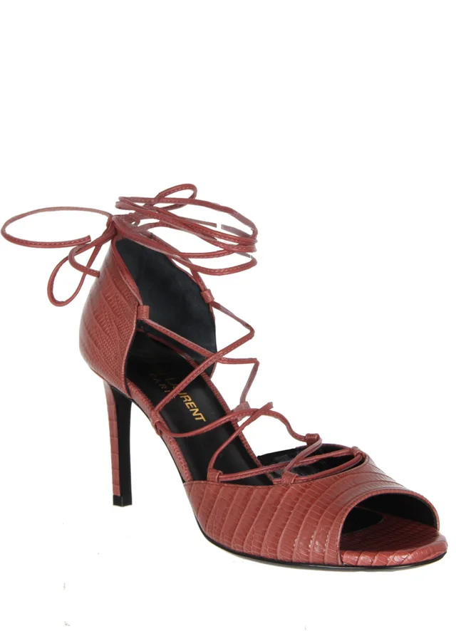 SAINT LAURENT Jane Tejus Lace-Up Sandals 80, Dark Rose from Cultstatus, photo 1 of 1