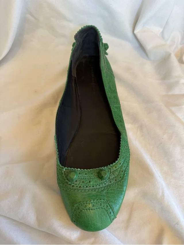 Balenciaga Moto City Green Leather Women's Ballet Flat in green Leather from Poshmark