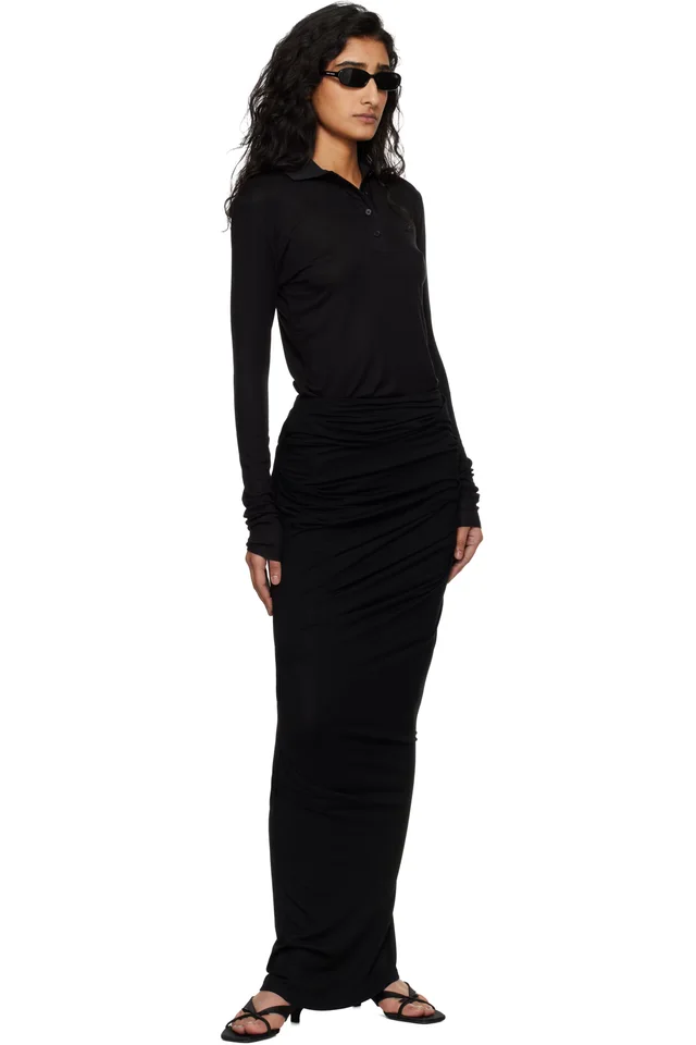 Entire Studios Black Drape Maxi Skirt, photo 4 of 4 from SSENSE