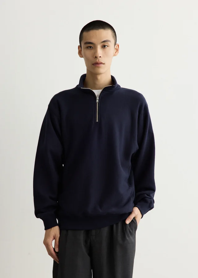 KAPTAIN SUNSHINE Suvin Sweat Half Zip Pull Over in Blue from Incu, photo 1 of 1