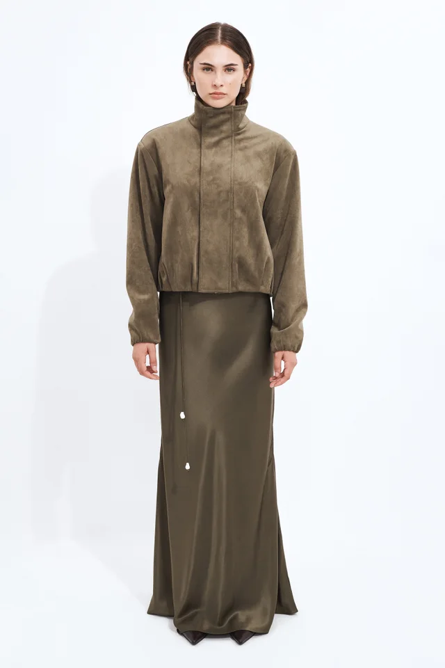 Aje Studio Philo Vegan Suede Jacket in Green from Aje, photo 1 of 1