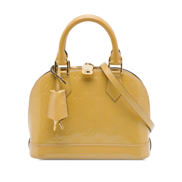 Yellow Louis Vuitton Monogram Vernis Alma BB Satchel in Yellow Leather from Designer Revival