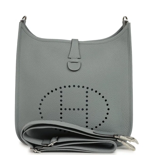 Hermès Evelyne III PM Gris Pantin Clemence Palladium Hardware in Grey Clemence leather from Madison Avenue Couture