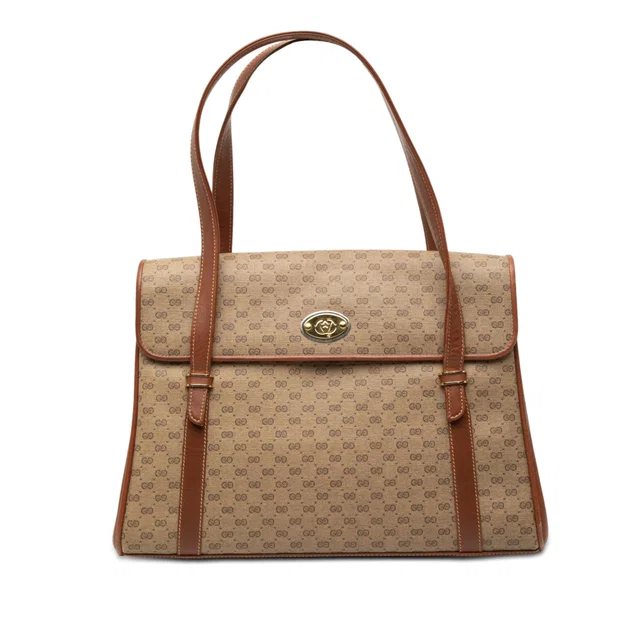 Beige Gucci Micro GG Supreme Shoulder Bag in Beige Coated canvas from Designer Revival