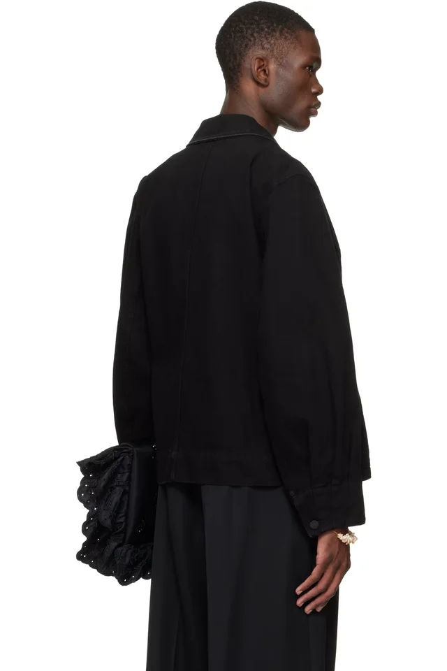 Simone Rocha Black Workwear Bow Denim Jacket, photo 3 of 4 from SSENSE
