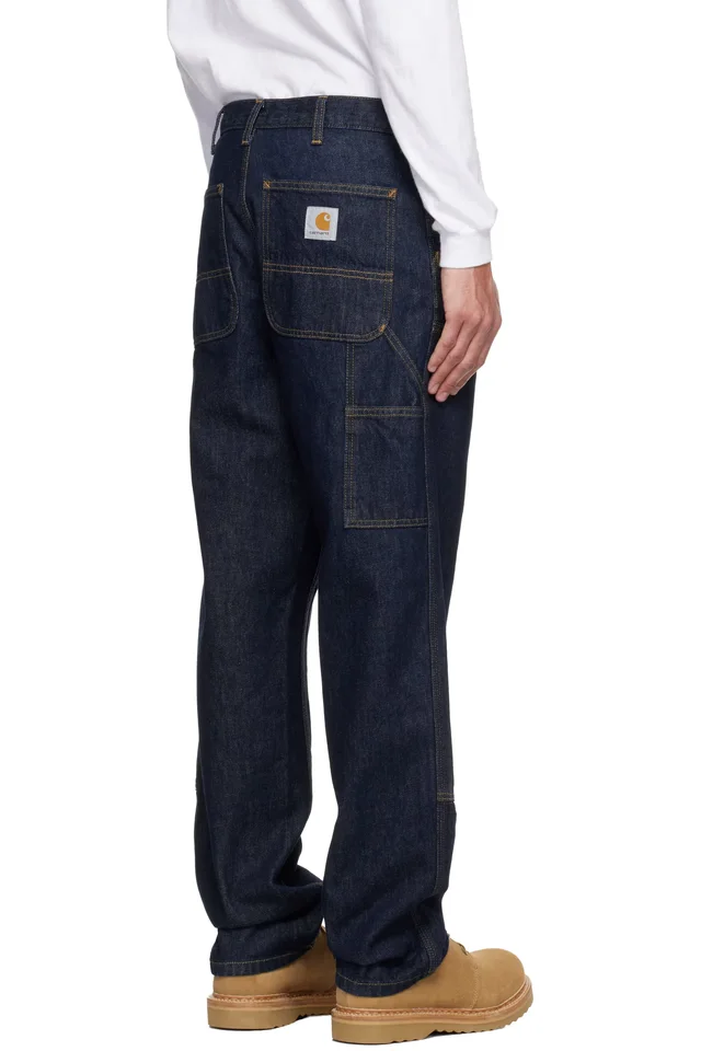 Carhartt Work In Progress Navy Double Knee Jeans, photo 3 of 4 from SSENSE